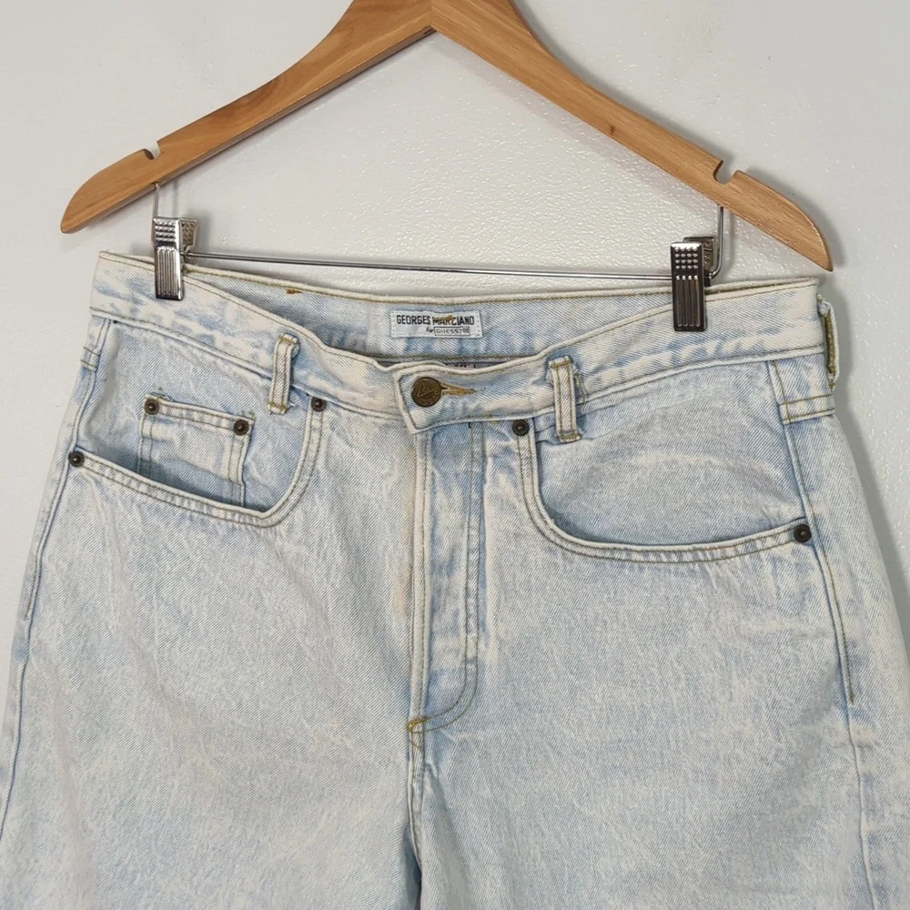 Vintage 90s Georges‎ Marciano For Guess Button Fly Light Wash Jean Short Size 3